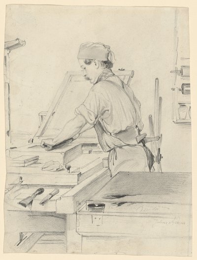 Bir Litografik Baskıda Çalışan Otoportre by Julius Adam the Elder