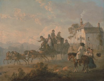 Taşra Yolunda Bir Sahne Arabası by Julius Caesar Ibbetson