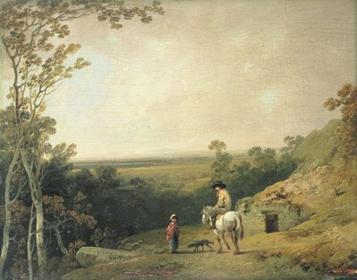 Figürlü Peyzaj (panel üzeri yağlı boya) by Julius Caesar Ibbetson