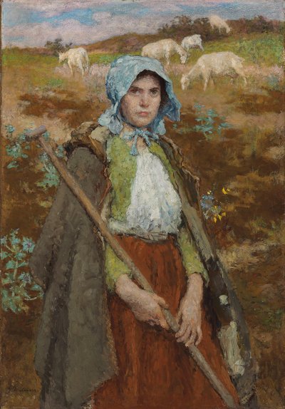 keçi çobanı (tuval üzerine yağlı boya) by Julius Gari Melchers