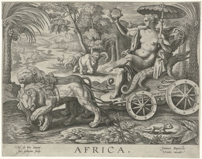 Afrika Afrika (nesne üzerindeki başlık) Dört kıta (dizi adı) by Julius Goltzius