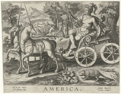 Amerika Amerika (nesne üzerindeki başlık) Dört kıta (dizi adı) by Julius Goltzius