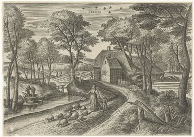 Nisan Aprilis (nesne üzerindeki başlık) On İki Ay (dizi adı) by Julius Goltzius