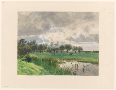 Çayırda otlayan inek by Julius Jacobus van de Sande Bakhuyzen