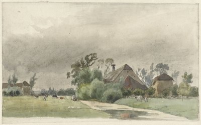 Bir çiftliğe giden yelken by Julius Jacobus van de Sande Bakhuyzen