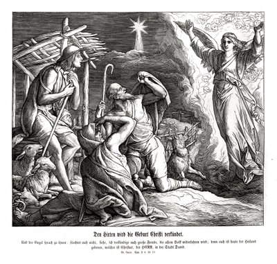 Çobanlara bir melek görünür, Luka İncili by Julius Schnorr von Carolsfeld