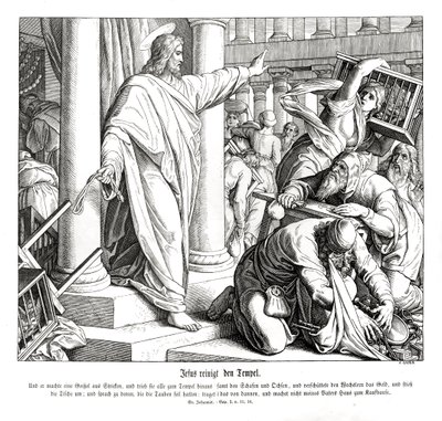 Tapınağın temizlenmesi, Yuhanna İncili by Julius Schnorr von Carolsfeld