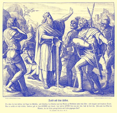David ve üç güçlü adam, 2 Samuel by Julius Schnorr von Carolsfeld