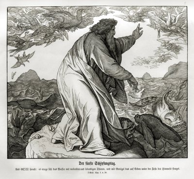 Yaratılışın beşinci günü, Genesis by Julius Schnorr von Carolsfeld