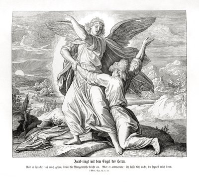 Yakup melekle güreşiyor, Genesis by Julius Schnorr von Carolsfeld