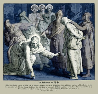 İsa ve zina eden kadın, Yuhanna İncili by Julius Schnorr von Carolsfeld