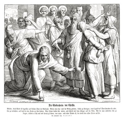 İsa ve zina eden kadın, Yuhanna İncili by Julius Schnorr von Carolsfeld