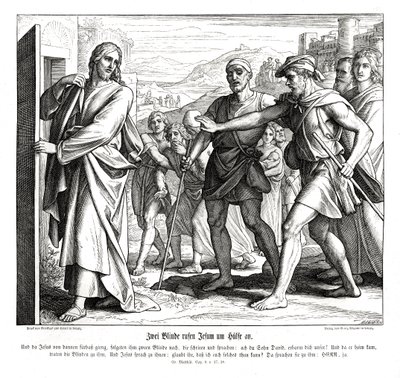 İsa ve kör adamlar, Matta İncili by Julius Schnorr von Carolsfeld