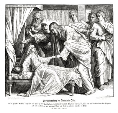 İsa küçük kızı uyandırır, Markos İncili by Julius Schnorr von Carolsfeld