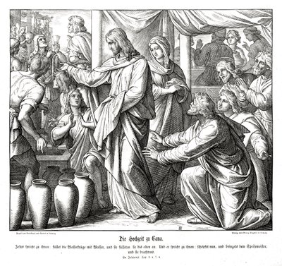 İsa suyu şaraba dönüştürür, Yuhanna İncili by Julius Schnorr von Carolsfeld