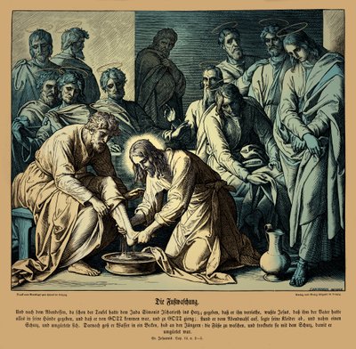 İsa öğrencilerinin ayaklarını yıkar, Yuhanna İncili by Julius Schnorr von Carolsfeld