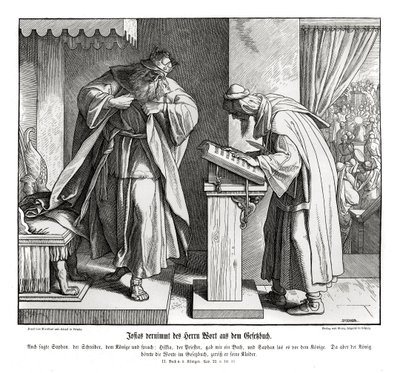 Yoşiya yasanın sözünü işitiyor, 2 Kral by Julius Schnorr von Carolsfeld