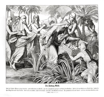 Musa sazlıklarda keşfedildi, Exodus by Julius Schnorr von Carolsfeld