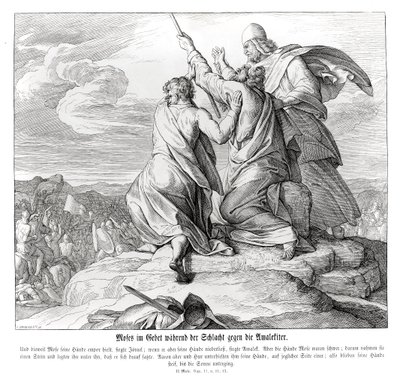 Musa, Amalek, Exodus ile savaş sırasında dua ediyor by Julius Schnorr von Carolsfeld