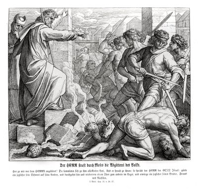 Musa, putperestliklerinden dolayı insanları cezalandırıyor, Exodus by Julius Schnorr von Carolsfeld