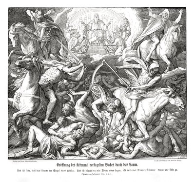 İlk mührün Kuzu tarafından açılması, Vahiy by Julius Schnorr von Carolsfeld