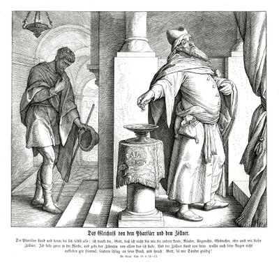 Ferisi ve kamu görevlisi, Luka İncili by Julius Schnorr von Carolsfeld