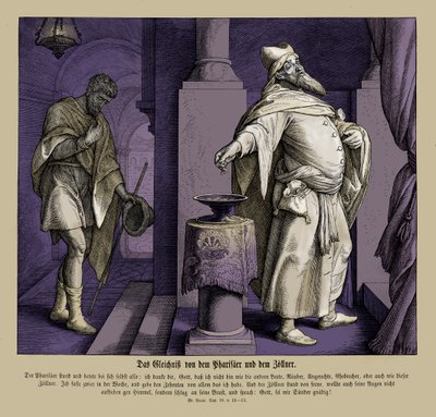 Ferisi ve kamu görevlisi, Luka İncili by Julius Schnorr von Carolsfeld