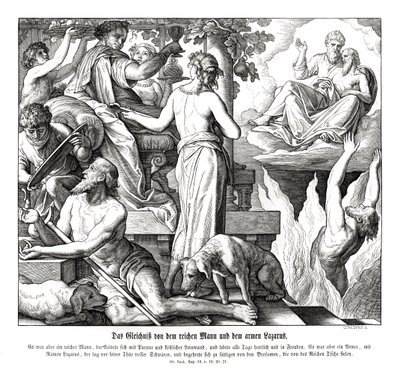 Zengin adam ve dilenci Lazarus, Luka İncili by Julius Schnorr von Carolsfeld