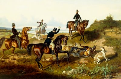 II. Frederick, Av Partisi ile (tuval üzerine yağlı boya) by Julius Zimmerman