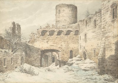 Harabelerdeki Bir Ortaçağ Kalesinin Avlusunun Kış Manzarası, 1832. by Julius von Leypold
