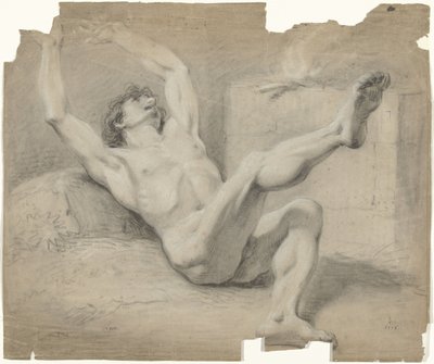 Uzanmış erkek çıplak, kollar geri ve sağ bacak kaldırılmış by Jurriaan Andriessen (possibly)
