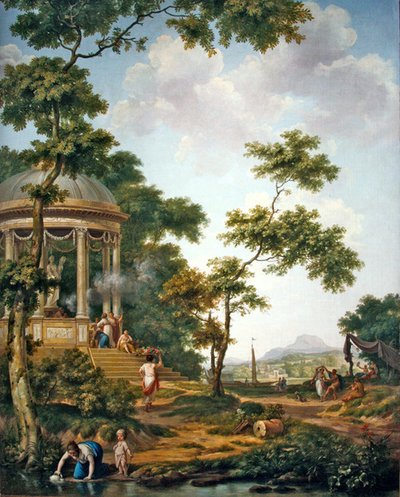 Bir tapınak ile Arcadian manzara (kumaş üzerine yağlı boya) by Jurriaan Andriessen