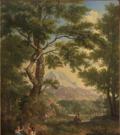 Bir kuş ve bir köpek ile sol önde çocuklarla Arcadian manzara by Jurriaan Andriessen