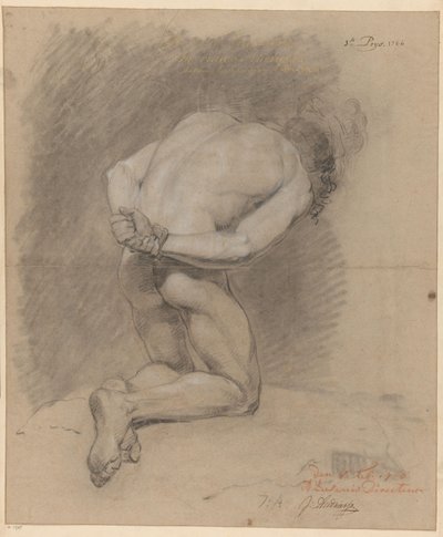 Arkadan görülen diz çökmüş çıplak erkek (1. ödül 1766) by Jurriaan Andriessen