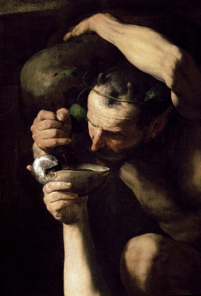 Sarhoş Silenus - Sarhoş silen (detay). Jose (Jusepe) tarafından Ribera