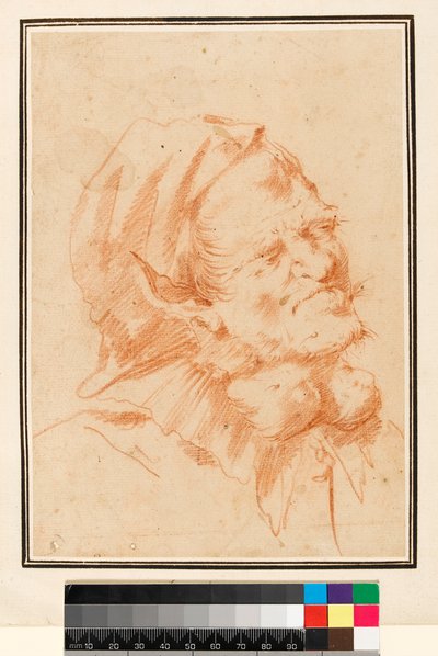 Grotesk Kafa, Guatrlı Adam (kırmızı tebeşir) by Jusepe de Ribera