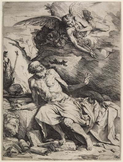 Aziz Jerome Son Yargının Trompetini Duyuyor, c. 1621 by Jusepe de Ribera