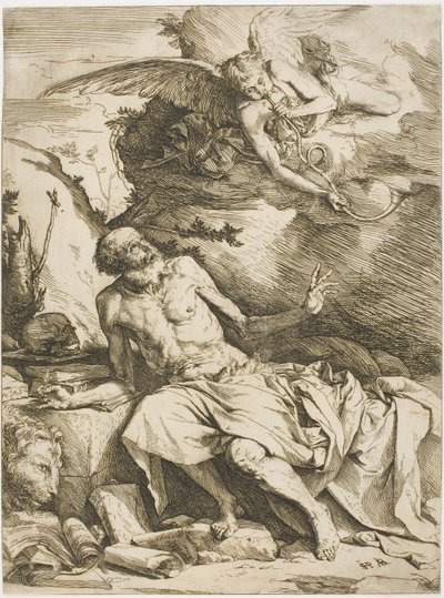 Aziz Jerome Son Yargının Trompetini Dinlerken by Jusepe de Ribera