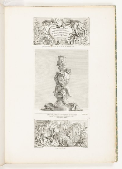 Ornaments Kitaplar J.A. tarafından icat edildi ve çizildi Meissonnier Architect, Ressam of the Bedroom & Cabinet DU ROI, pl. Juste-Aurèle Meissonnier
