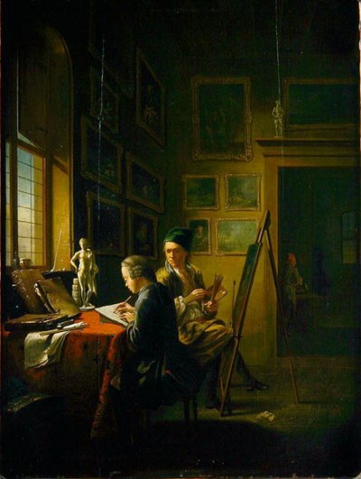 Usta Şövalesinin Başında (panelde yağlı boya) by Justus Juncker