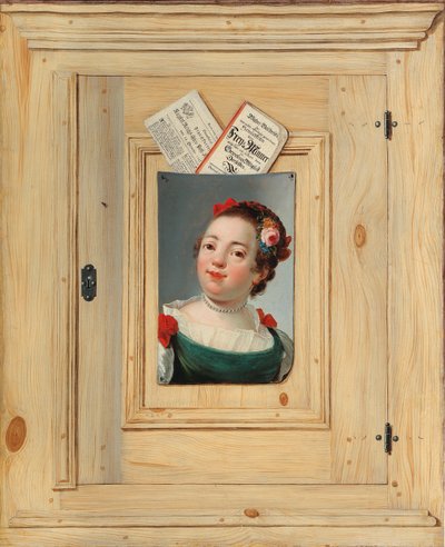 Trompe loeil, genç bir kadının portresi, 1755. by Justus Juncker