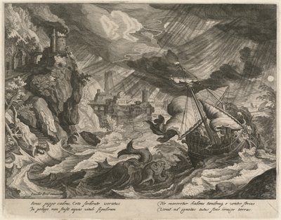 Jonah Fırtınalı Denize Atıldı by Justus Sadeler after Paul Bril