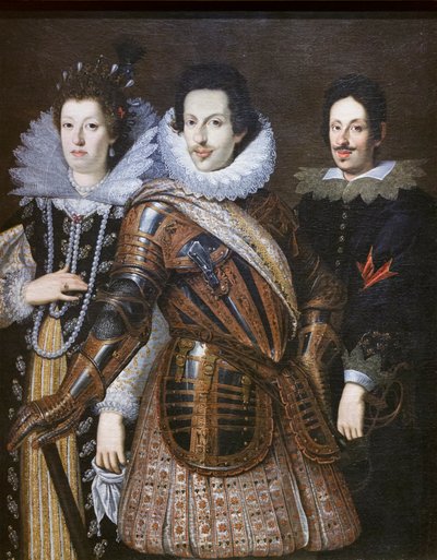 Medici Kralı II. Cosimo, eşi Avusturya Kralı Mecdelli Meryem ve oğlu II. Ferdinand ile birlikte by Justus Suttermans