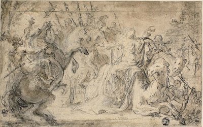 Atlı Askerlerle Çevrili Zenobia by Justus van Egmont