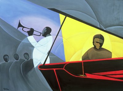 Sıcak ve Soğuk Caz, 2004 (tuval üzerine yağlı boya ve akrilik) by Kaaria Mucherera