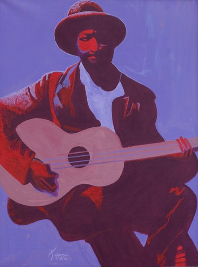 Mor Maviler, 2006 (tuval üzerine yağlı boya ve akrilik) by Kaaria Mucherera