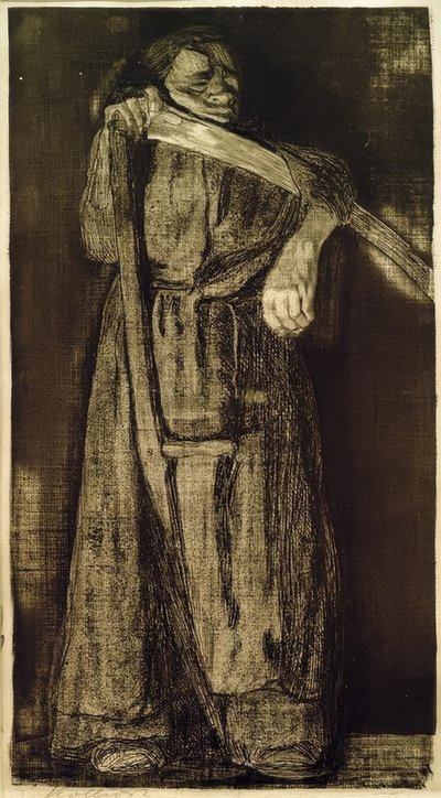 tırpan olan kadın by Käthe Kollwitz