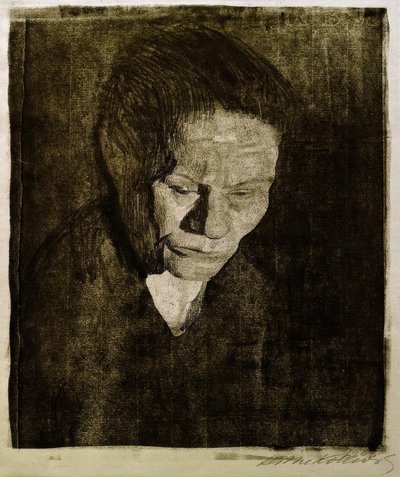 Kadının başını indirdi by Käthe Kollwitz