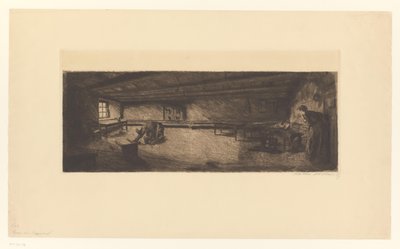 Dövüşen erkekler ve acele eden bir kadınla oda Szene aus Germinal (orijinal başlık) by Käthe Kollwitz