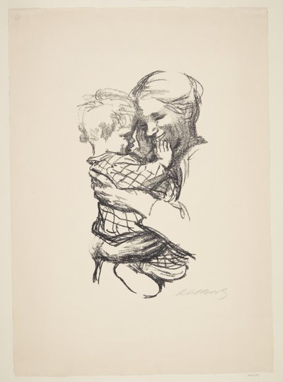 kucağında çocuğu olan anne by Käthe Kollwitz